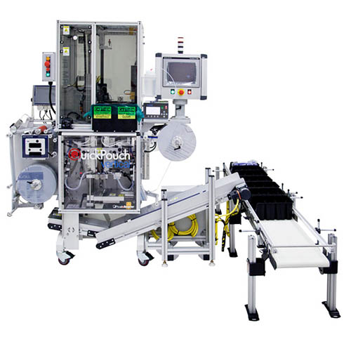 QuickPouch Vertical ACS (first generation) with environmentally controlled loader and counting conveyor